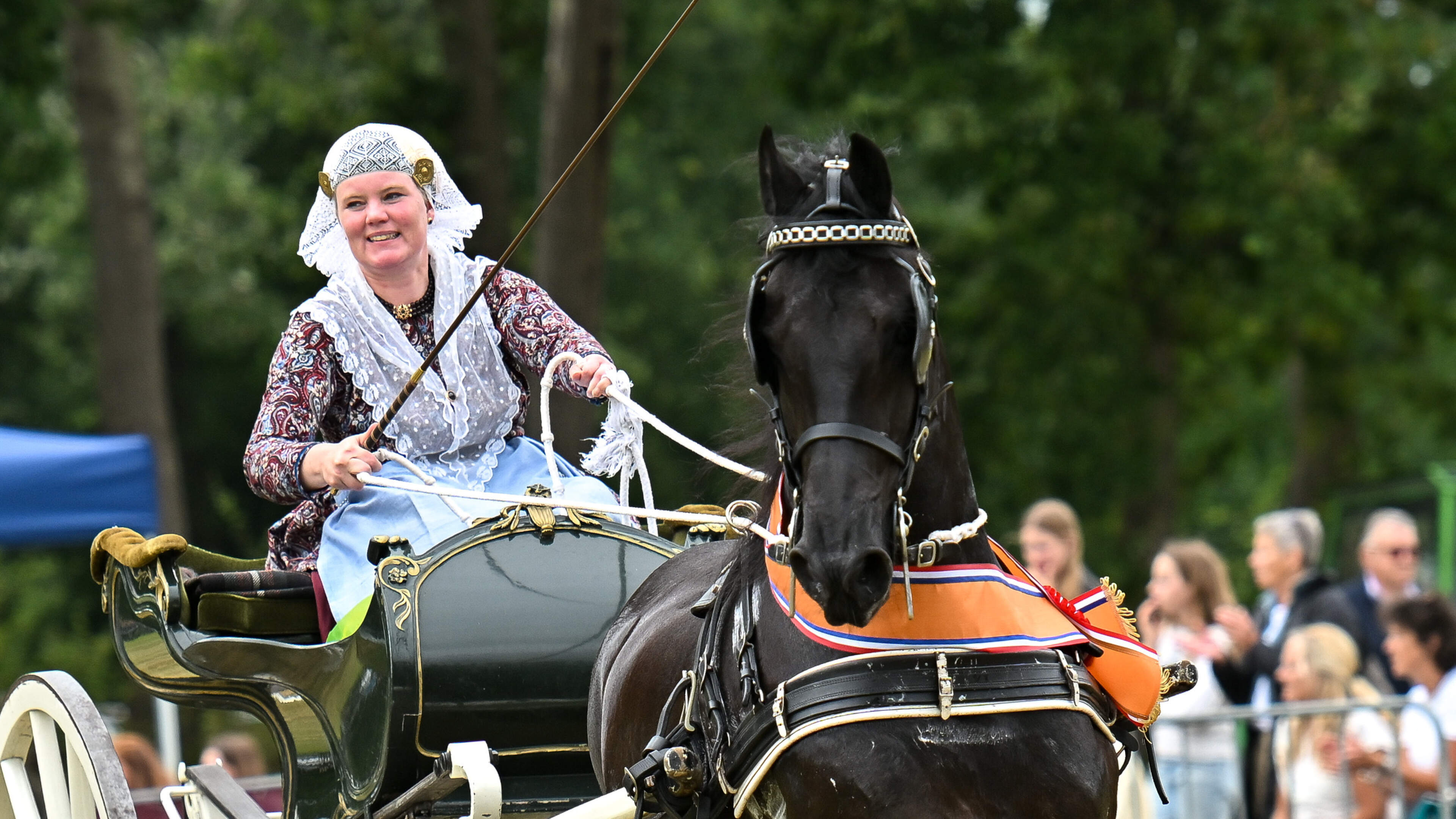 Hiltje Holtrop zegeviert op Hynstedagen. ’Frijheid is een bijzonder paard, altijd alert en enthousia