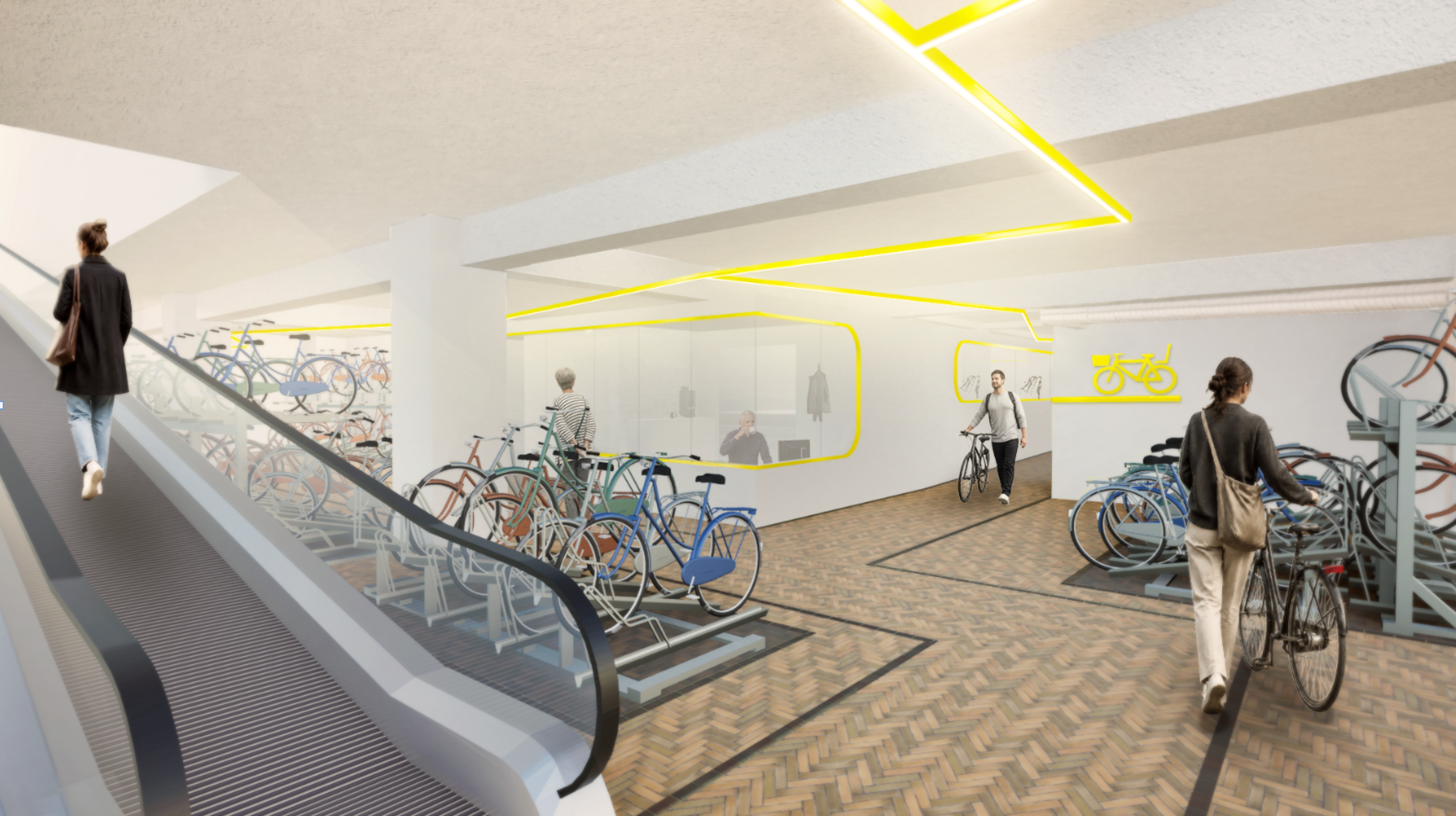 Gigantische kelder V&D Leeuwarden: fietsenkelder in aanbouw